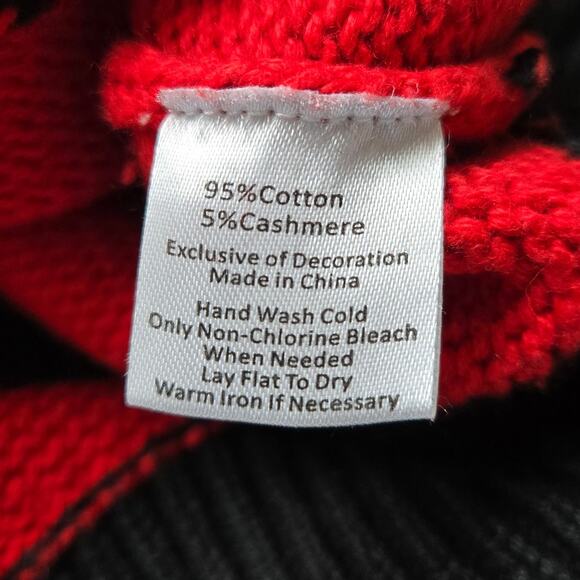 Clare V Drop Shoulder Poppy Red Black Stripe Sweater Cotton Cashmere Womens XL - Picture 11 of 13